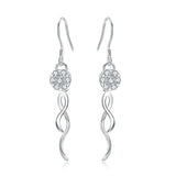 925 Silver Zircon Geometric Drop Earrings Women Party Wedding Jewelry