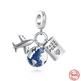 Sterling Silver Travel Charm Beads for Bracelet