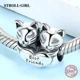925 Silver Cat Bead Charms for European Bracelet