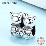 925 Silver Cat Bead Charms for European Bracelet