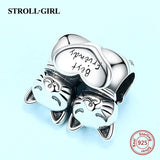 925 Silver Cat Bead Charms for European Bracelet