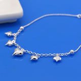 925 Silver Heart Pendant Anklet Chain Summer Jewelry