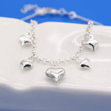 925 Silver Heart Pendant Anklet Chain Summer Jewelry