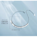 925 Silver Double Layer Leaf Geometric Anklet
