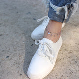 925 Silver Double Layer Leaf Geometric Anklet