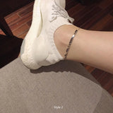 925 Silver Double Layer Leaf Geometric Anklet