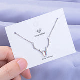 925 Silver Antlers Round Crystal Necklace For Women