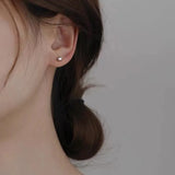 925 Sterling Silver Asymmetric Heart Double Ear Hole Earrings Long Tassel Style