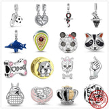 925 Sterling Silver Avocado Football Mom Dog Charm Pendant Bead