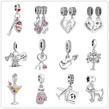 925 Silver Baseball Stethoscope Pendant Charm Bead DIY Jewelry Women Gift