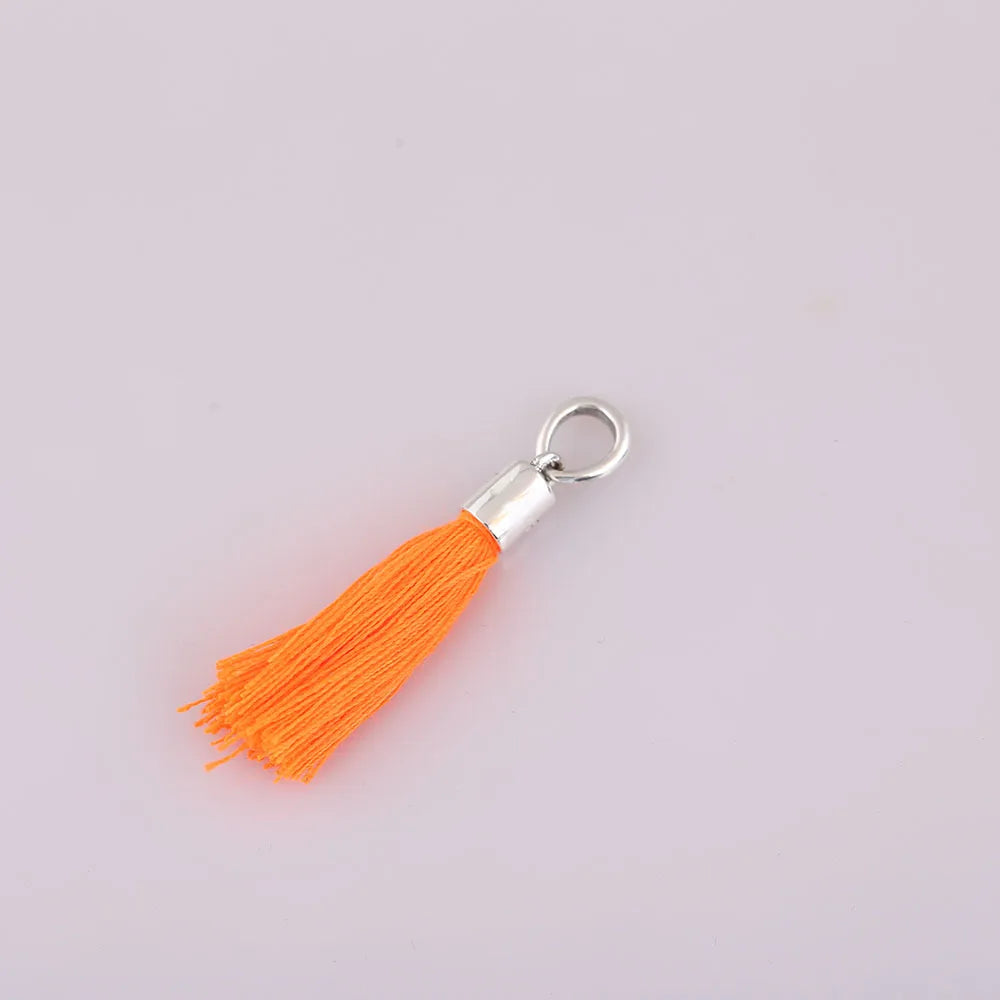 925 Silver Bead Charm Bohemian Fabric Tassel Pendant Bracelet Diy Jewelry