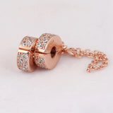 925 Silver Charm Shining Elegance Crystal Safety Chain Bead