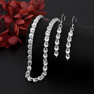925 Silver Necklace & Earring Set for Women, Wedding, Birthday