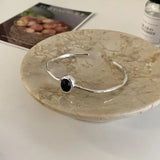 925 Silver Stone Punk Bangle Bracelet for Women