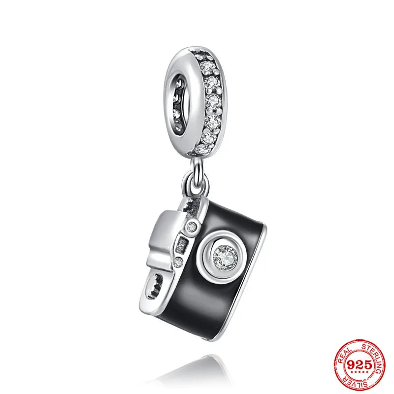 Sterling Silver Vintage Camera Charm Bead For Women Fit Bracelet DIY Jewelry