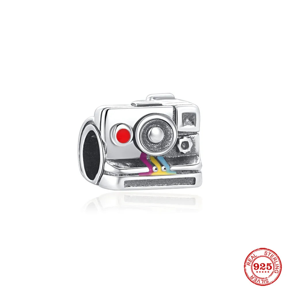 Sterling Silver Vintage Camera Charm Bead For Women Fit Bracelet DIY Jewelry