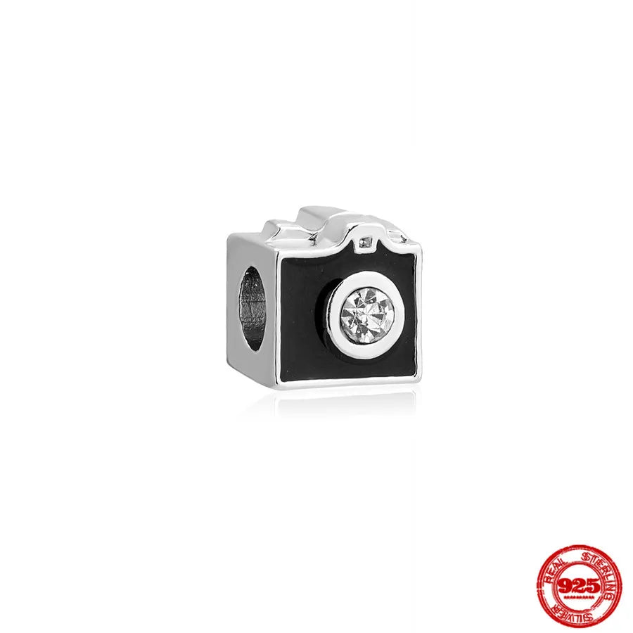 Sterling Silver Vintage Camera Charm Bead For Women Fit Bracelet DIY Jewelry