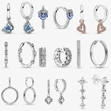 925 Silver Butterfly & Pansy Flower Hoop Earrings Freehand Heart Hoops