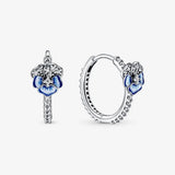 925 Silver Butterfly & Pansy Flower Hoop Earrings Freehand Heart Hoops