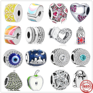925 Sterling Silver Eye Heart Flower Charm Bead Pendant for Bracelets