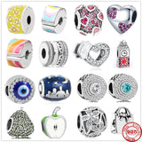 925 Sterling Silver Eye Heart Flower Charm Bead Pendant for Bracelets