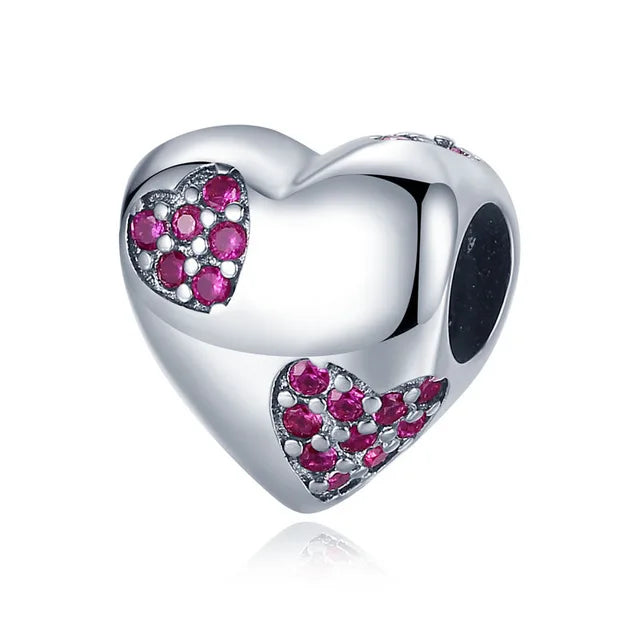 925 Sterling Silver Eye Heart Flower Charm Bead Pendant for Bracelets