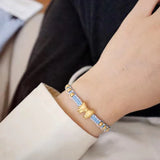 925 Silver Bow Bracelet Rope Woven Bracelet Party Gift Women Jewelry
