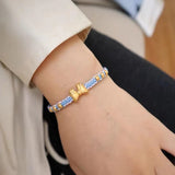 925 Silver Bow Bracelet Rope Woven Bracelet Party Gift Women Jewelry