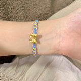 925 Silver Bow Bracelet Rope Woven Bracelet Party Gift Women Jewelry