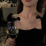 925 Silver Bow Necklace Zirconia Bow Pendant Choker Gift