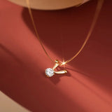 925 Silver CZ Bunny Ears Choker Zircon Necklace NK137