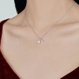 925 Silver CZ Bunny Ears Choker Zircon Necklace NK137