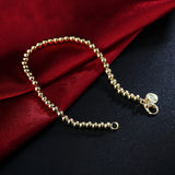 925 Silver 18K/14K 4MM Bead Bracelet Men&Women Charm Jewelry Wedding Gift