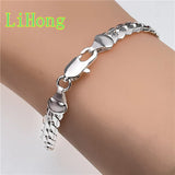 925 Silver 5MM Flat Snake Bone Bracelet Chain for Men & Women