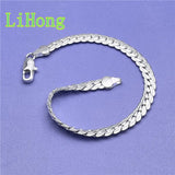 925 Silver 5MM Flat Snake Bone Bracelet Chain for Men & Women