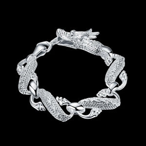 925 Silver Dragon Bracelet Cuffs Men Women Jewelry Christmas Gift