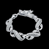 925 Sterling Silver Dragon Bracelet Cuff Men Women Thin Jewelry