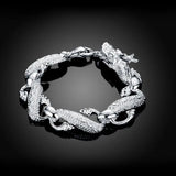 925 Sterling Silver Dragon Bracelet Cuff Men Women Thin Jewelry