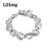 925 Sterling Silver Dragon Bracelet Cuff Men Women Thin Jewelry
