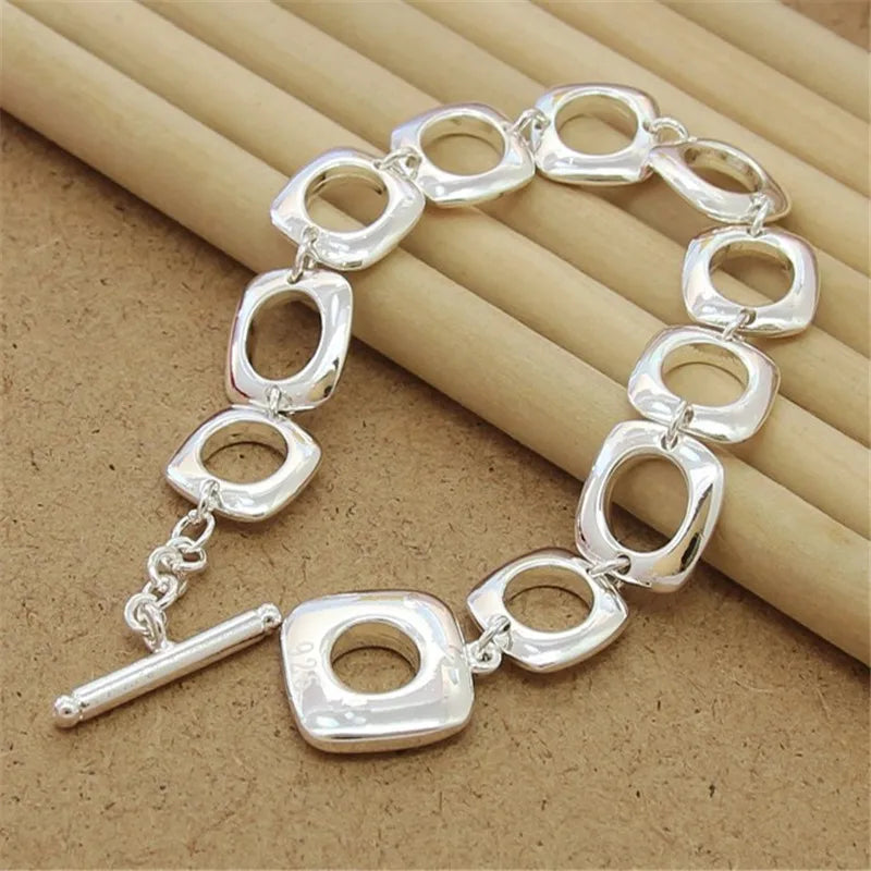 925 Silver Circle Bracelet Woman Jewelry Gift