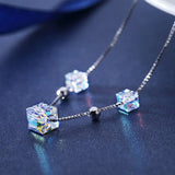 925 Silver Bracelet Colorful Cube Austrian Crystal Bracelet For Woman