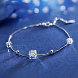 925 Silver Bracelet Colorful Cube Austrian Crystal Bracelet For Woman