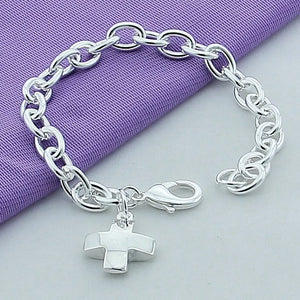 925 Sterling Silver Cross Pendant Bracelet Charm Jewelry