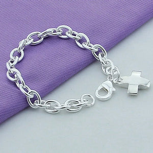925 Sterling Silver Cross Pendant Bracelet Charm Jewelry