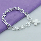 925 Sterling Silver Cross Pendant Bracelet Charm Jewelry