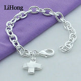 925 Sterling Silver Cross Pendant Bracelet Charm Jewelry