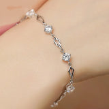925 Silver Crystal Zircon Diamond Bracelet Charm Jewelry