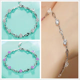 925 Silver Crystal Zircon Diamond Bracelet For Women