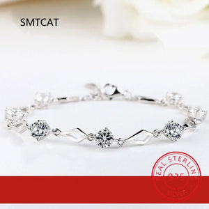 925 Silver Zircon Diamond Bracelet Charm Jewelry