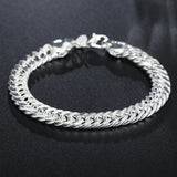925 Silver Cuban Bracelet Men Women Jewelry Gift